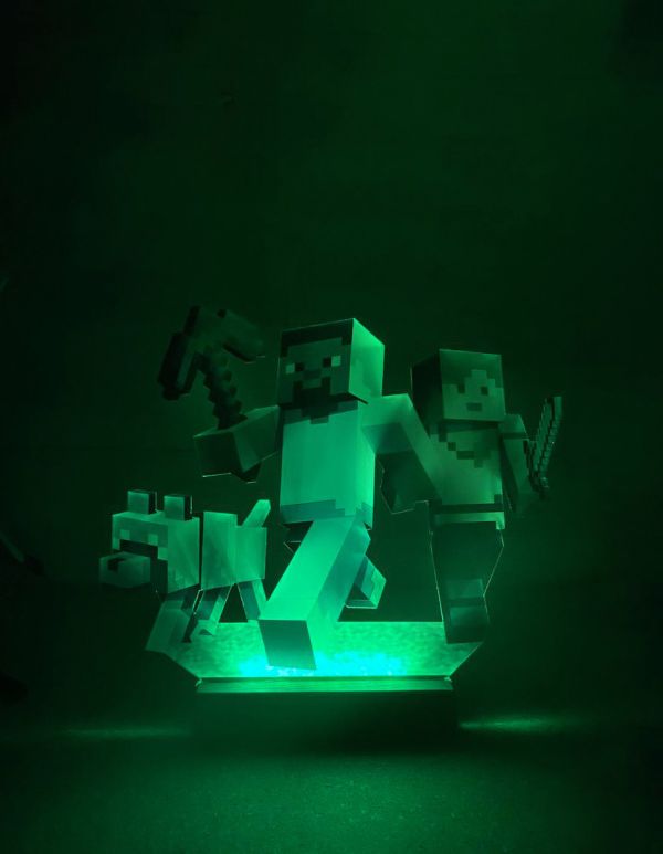 Дитячий нічник Стів і Алекс із Майнкрафт Minecraft (дизайн 17)
