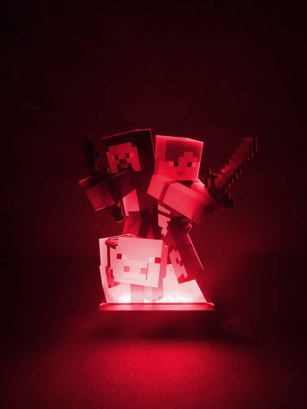 Дитячий нічник Стів і Алекс із Майнкрафт Minecraft (на чорній підставці)