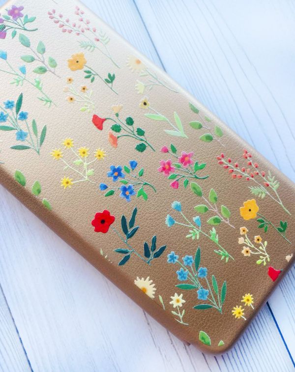 Чохол-книжка з малюнком для Xiaomi Redmi 9C/10A Золотий :: Квітковий фон (принт 269)