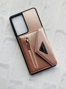 Силіконовий чохол для Samsung Galaxy S21 Ultra Візитниця. Рожеве золото