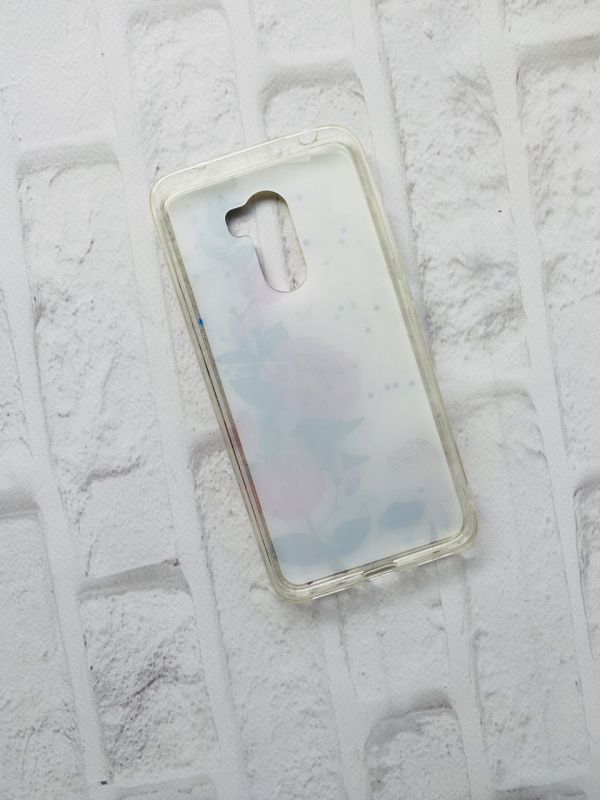 Силіконовий з малюнком та блискітками чохол для Xiaomi Poco F1 Рожеві квіти