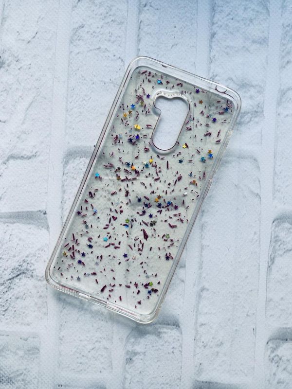 Силіконовий чохол з блискітками для Xiaomi Poco F1 Рожевий