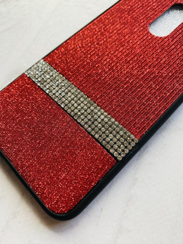 Силіконовий чохол зі стразами на тканині для Xiaomi Poco F1 Червоний
