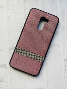 Силіконовий чохол зі стразами на тканині для Xiaomi Poco F1 Рожевий