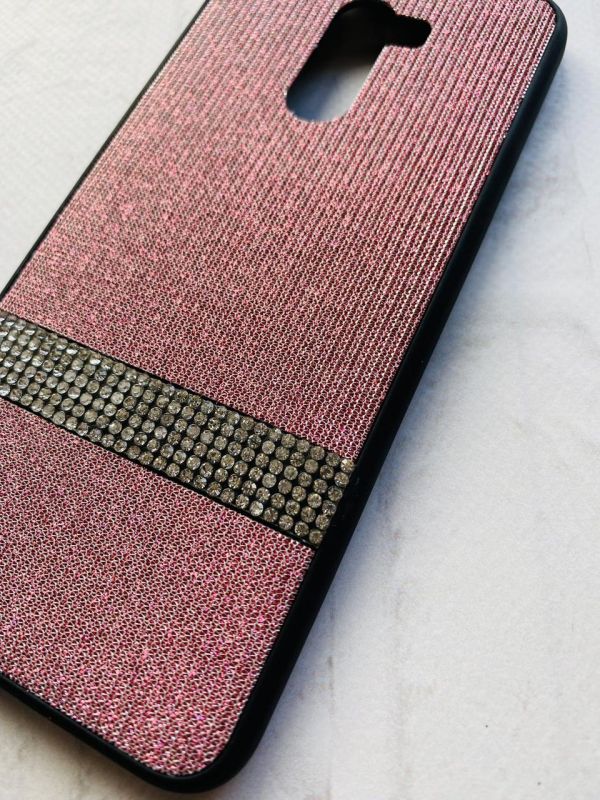 Силіконовий чохол зі стразами на тканині для Xiaomi Poco F1 Рожевий