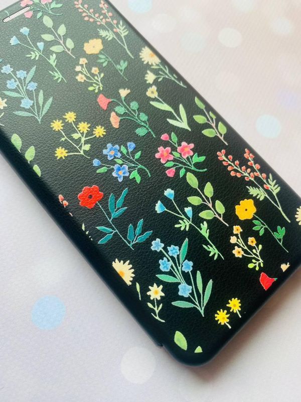 Чохол-книжка з малюнком для Samsung Galaxy M33 5G Чорний :: Квітковий фон (принт 269)