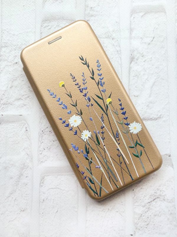 Чохол-книжка з малюнком для Samsung Galaxy A32 Золотий :: Польові квіти (принт 270)