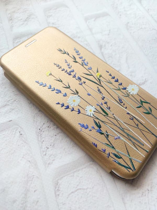 Чохол-книжка з малюнком для Samsung Galaxy А10ѕ (A107) Золотий :: Польові квіти (принт 270)