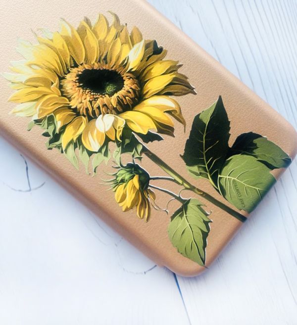 Чохол-книжка з малюнком для Samsung Galaxy А10 (2019)/А105 Золотий :: Соняшник (принт 274)