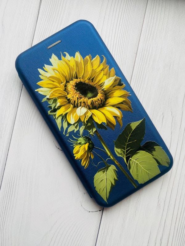 Чохол-книжка з малюнком для Samsung Galaxy А10 (2019) А105 Синій :: Соняшник (принт 274)