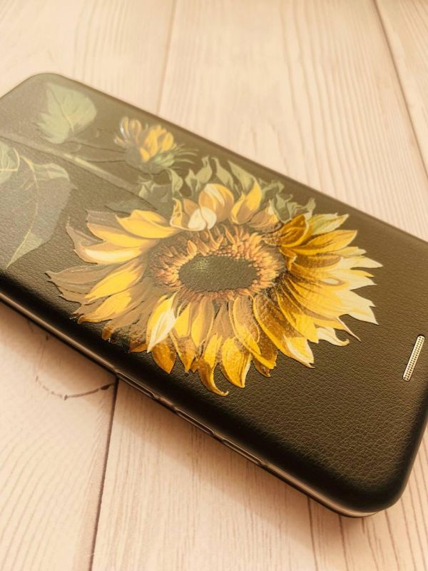 Чохол-книжка з малюнком для Xiaomi Redmi Note 11T Чорний :: Соняшник (принт 274)