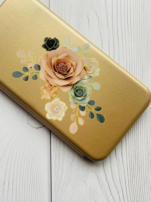 Чохол-книжка з малюнком для Xiaomi Redmi Note 8 Pro Золотий :: Троянди (принт 275)