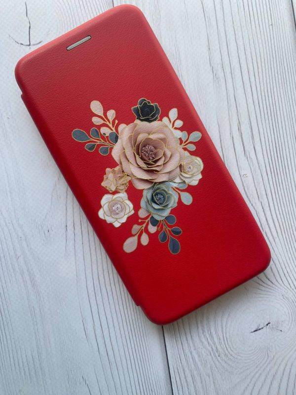 Чохол-книжка з малюнком для Xiaomi Redmi 9C/10A Червоний :: Троянди (принт 275)