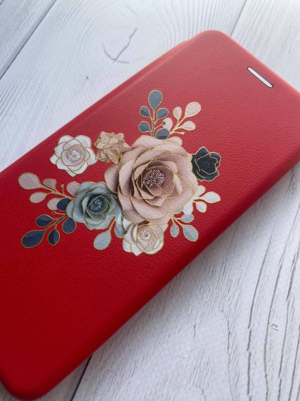 Чохол-книжка з малюнком для Xiaomi Redmi 9C/10A Червоний :: Троянди (принт 275)