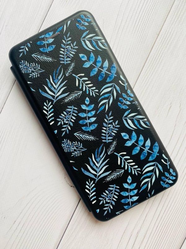 Чохол-книжка з малюнком для Xiaomi Redmi Note 11T Чорний :: Рослинний фон (принт 276)