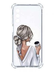 Чохол з потовщеними кутами на Samsung Galaxy A14 5G :: Дівчина з латте (принт 227)