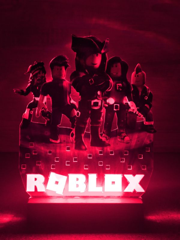 Нічник Роблокс Roblox з регулюванням освітлення через пульт ДУ (чорна підставка, дизайн 25)