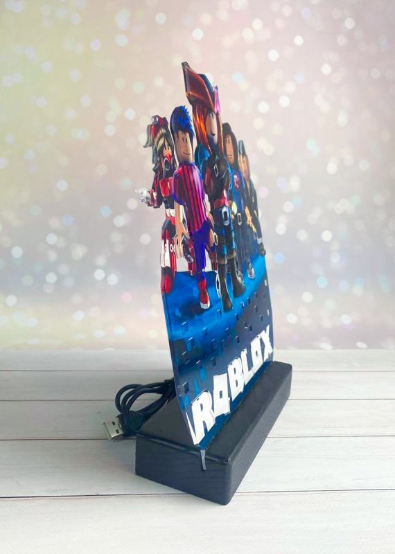 Переносний дитячий нічник Роблокс Roblox з USB роз'ємом (на чорній підставці, дизайн 17)