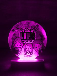 Нічник Тока Бока (Toca Boca) з регулюванням освітлення через пульт ДУ (дизайн 28, на чорній підставці)