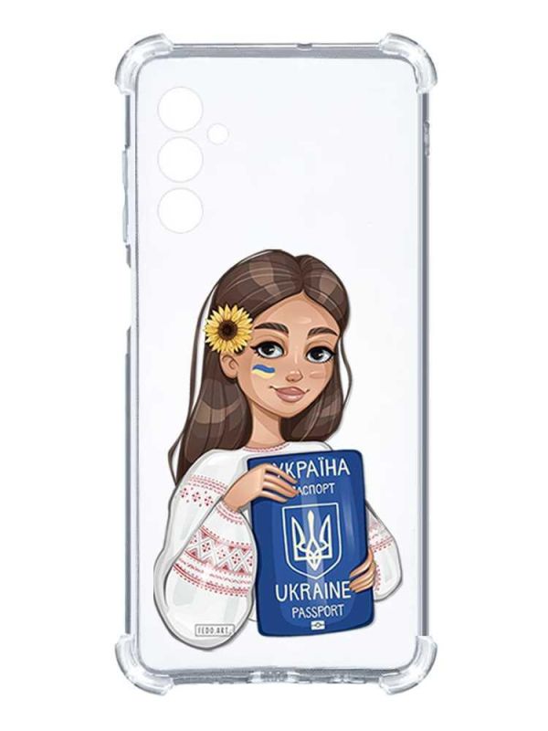 Чохол з потовщеними кутами на Samsung Galaxy A14 5G :: Дівчина з паспортом (принт 12)