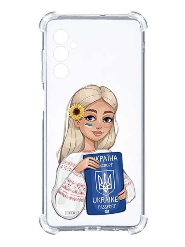 Чохол з потовщеними кутами на Samsung Galaxy A14 5G :: Дівчина з паспортом (принт 13)