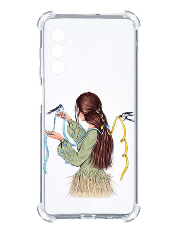 Чохол з потовщеними кутами на Samsung Galaxy A14 5G :: Дівчина з ластівками (принт 16)