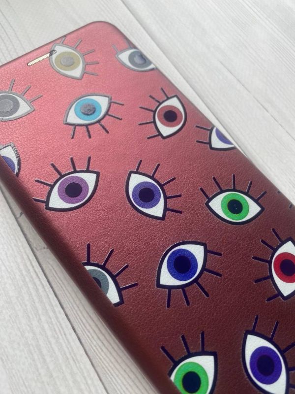 Чохол-книжка з малюнком на Samsung Galaxy M30s / М21 Бордовий :: Різнокольорові очі (принт 336)