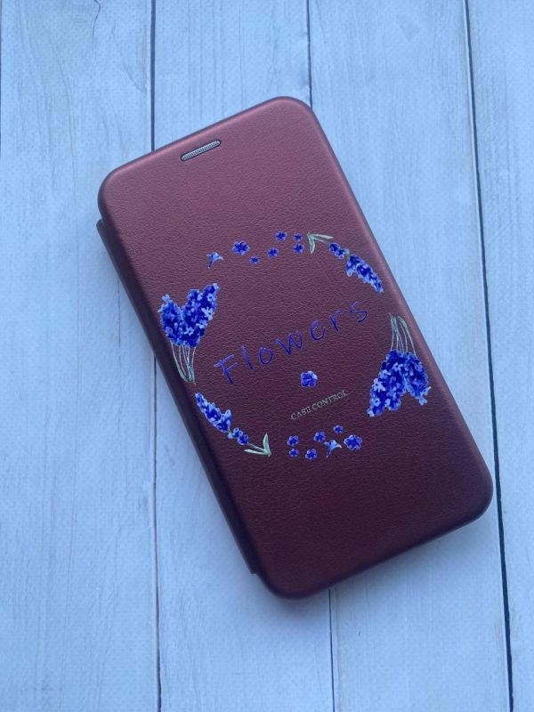 Чохол-книжка з малюнком для Xiaomi Redmi 9C/10A Бордовий :: Лавандовий віночок (принт 19)