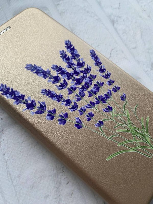 Чохол-книжка з малюнком для Samsung Galaxy A52 Золотий; Лаванда (принт 28)