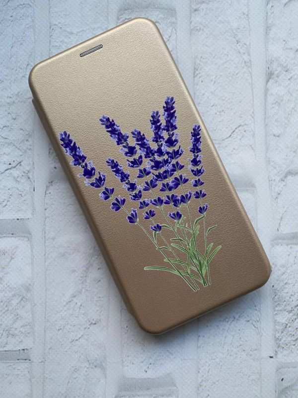 Чохол-книжка з малюнком для Samsung Galaxy A52 Золотий; Лаванда (принт 28)