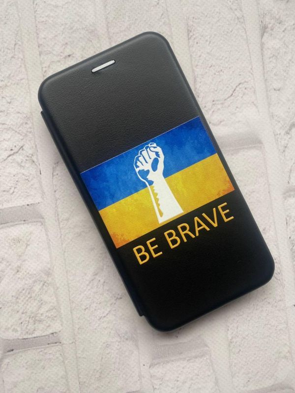 Чохол-книжка з малюнком для Samsung Galaxy A72 (A725) Чорний :: Мужність Україна (принт 42)