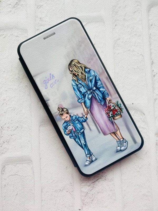 Чохол-книжка з малюнком для Samsung Galaxy A32 5G Чорний :: Мама і донька (принт 56)