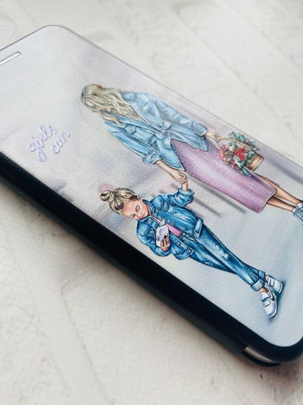 Чохол-книжка з малюнком для Samsung Galaxy A31 Чорний :: Мама і донька (принт 56)