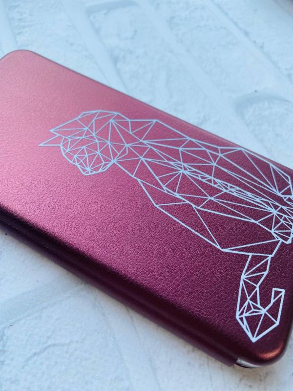 Чохол-книжка з малюнком для iPhone 7, 8 Бордовий :: Котик (принт 125)
