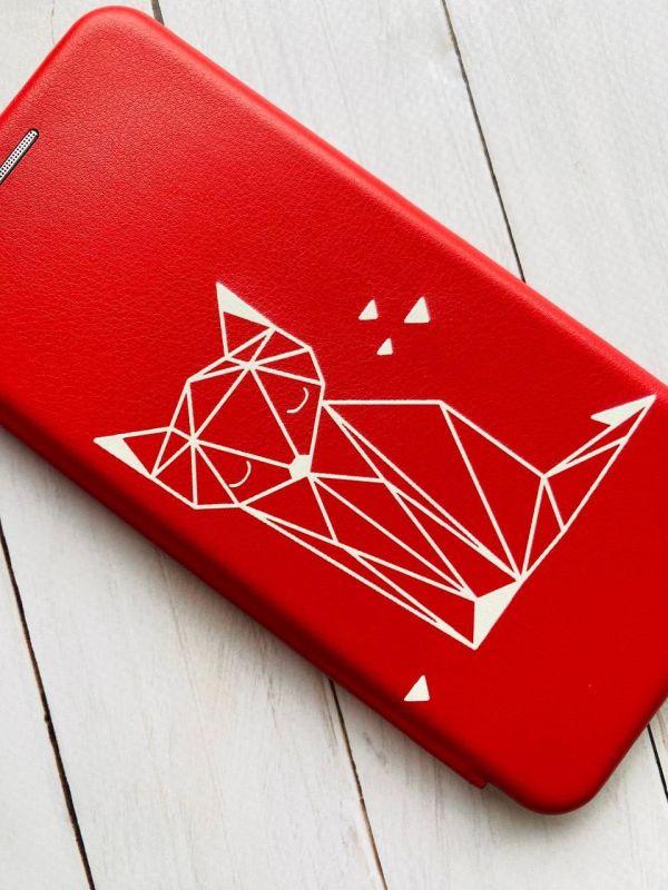 Чохол-книжка з малюнком для Xiaomi Redmi 9 Червоний;  Лисиця (принт 127)
