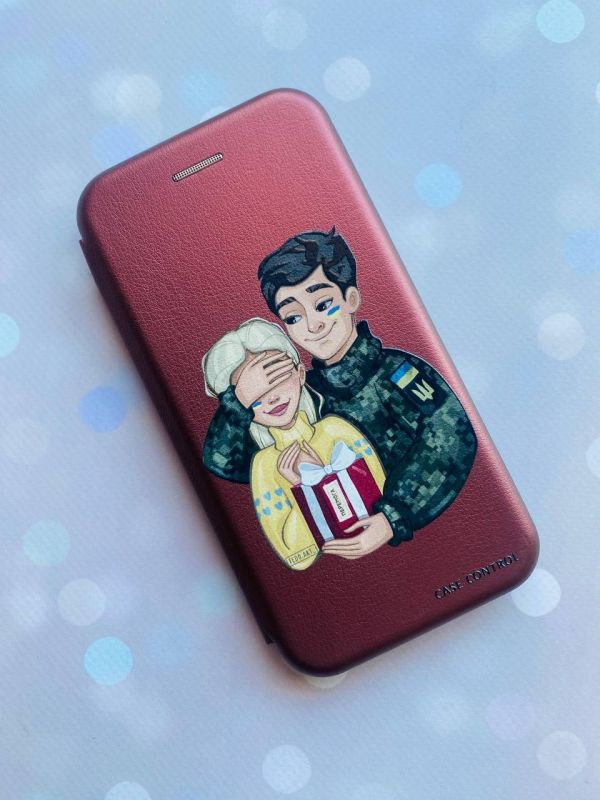 Чохол-книжка з малюнком для iPhone 11 Бордовий :: Подарунок Перемога (патріотичний принт 178)