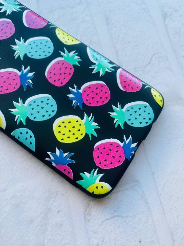 Матовий чорний чохол на Samsung Galaxy M30s/M21 :: Різнокольорові ананаси (принт 346)