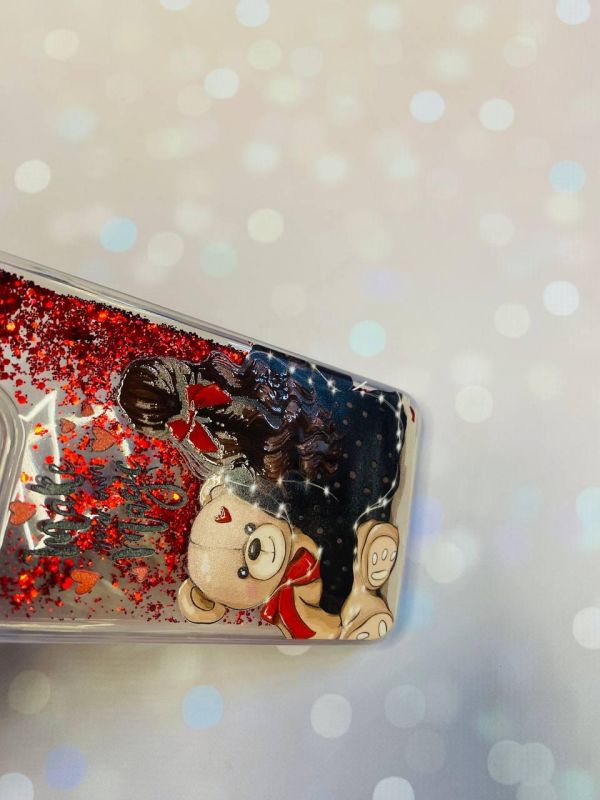 Чохол з плаваючими блискітками Samsung Galaxy A32 Червоний :: Дівчина з ведмедиком (принт 188)