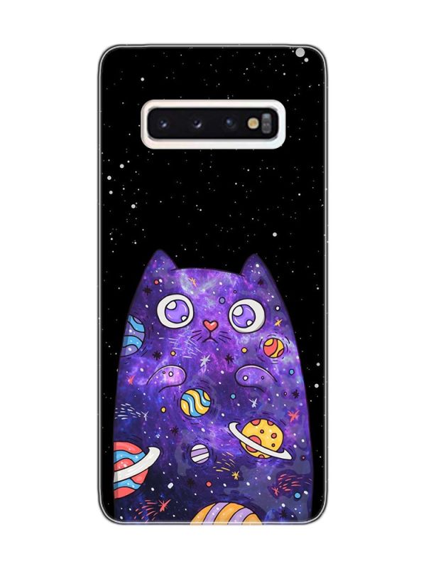 Чохол на Samsung Galaxy S10 :: Фіолетова кішка (принт 361)
