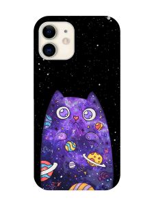 Чохол на iPhone 12 mini :: Фіолетова кішка (принт 361)