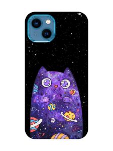 Чохол на iPhone 13 mini :: Фіолетова кішка (принт 361)