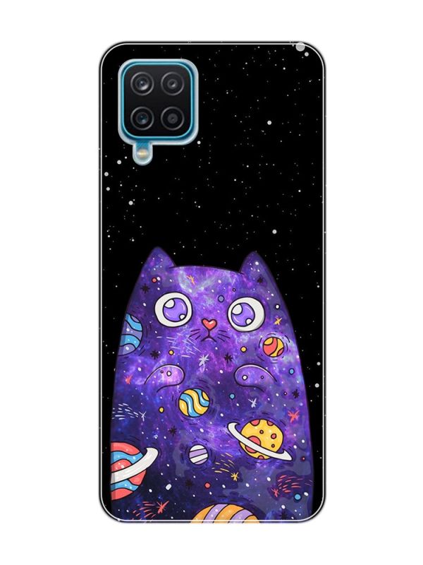 Чохол на Samsung Galaxy A12 4G :: Фіолетова кішка (принт 361)