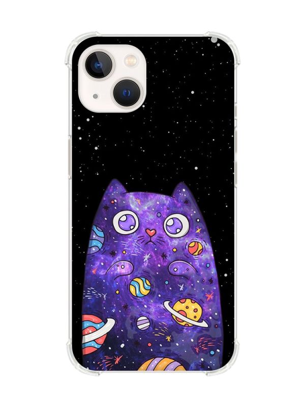 Чохол із потовщеними кутами на iPhone 14 Plus :: Фіолетова кішка (принт 361)