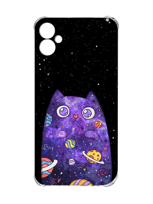 Чохол з потовщеними кутами на Samsung Galaxy A05 (A055) :: Фіолетова кішка (принт 361)