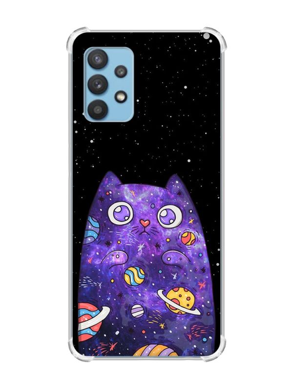 Чохол з потовщеними кутами на Samsung Galaxy A32 :: Фіолетова кішка (принт 361)