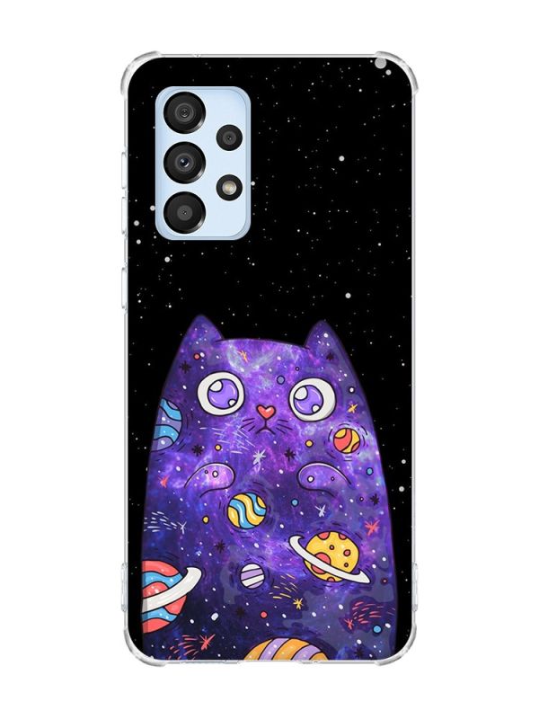 Чохол з потовщеними кутами на Samsung Galaxy A33 5G :: Фіолетова кішка (принт 361)