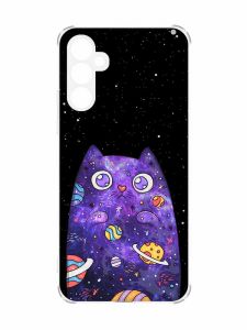 Чохол з потовщеними кутами на Samsung Galaxy A34 5G :: Фіолетова кішка (принт 361)