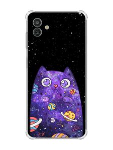 Чохол з потовщеними кутами на Samsung Galaxy M13 5G :: Фіолетова кішка (принт 361)