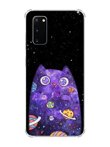 Чохол із потовщеними кутами на Samsung Galaxy S20 Plus :: Фіолетова кішка (принт 361)