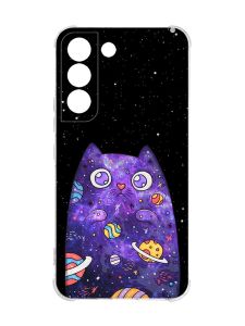 Чохол із потовщеними кутами на Samsung Galaxy S22 :: Фіолетова кішка (принт 361)